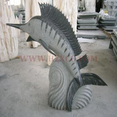 Grey Granite Fish Sculpture