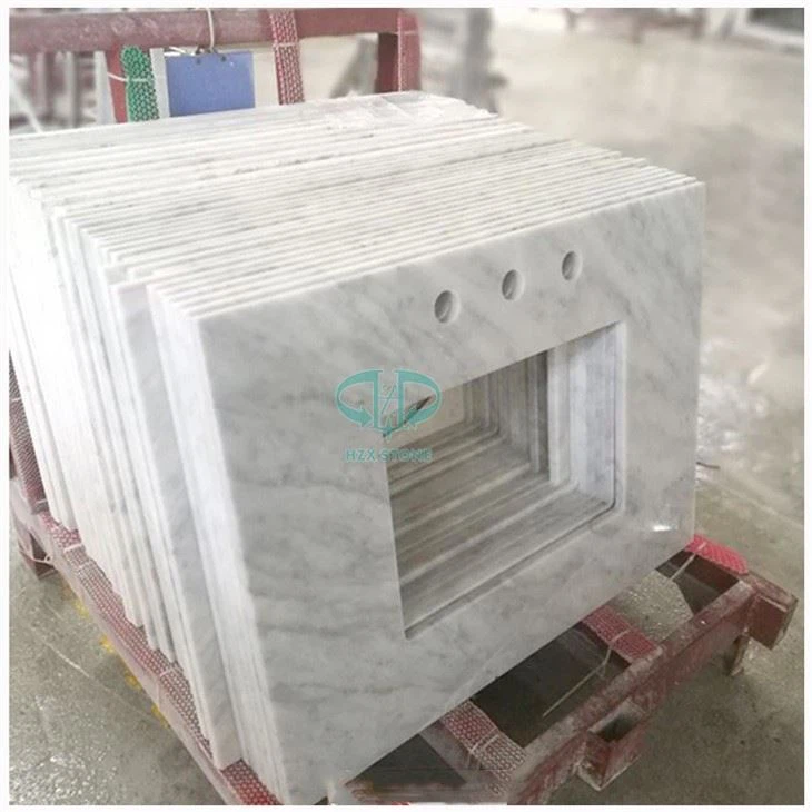 Bianco Carrara White Marble Bathroom Vanity Tops