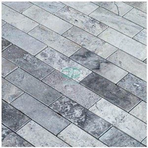 Silbergraues Travertin-Ziegel-Mosaik